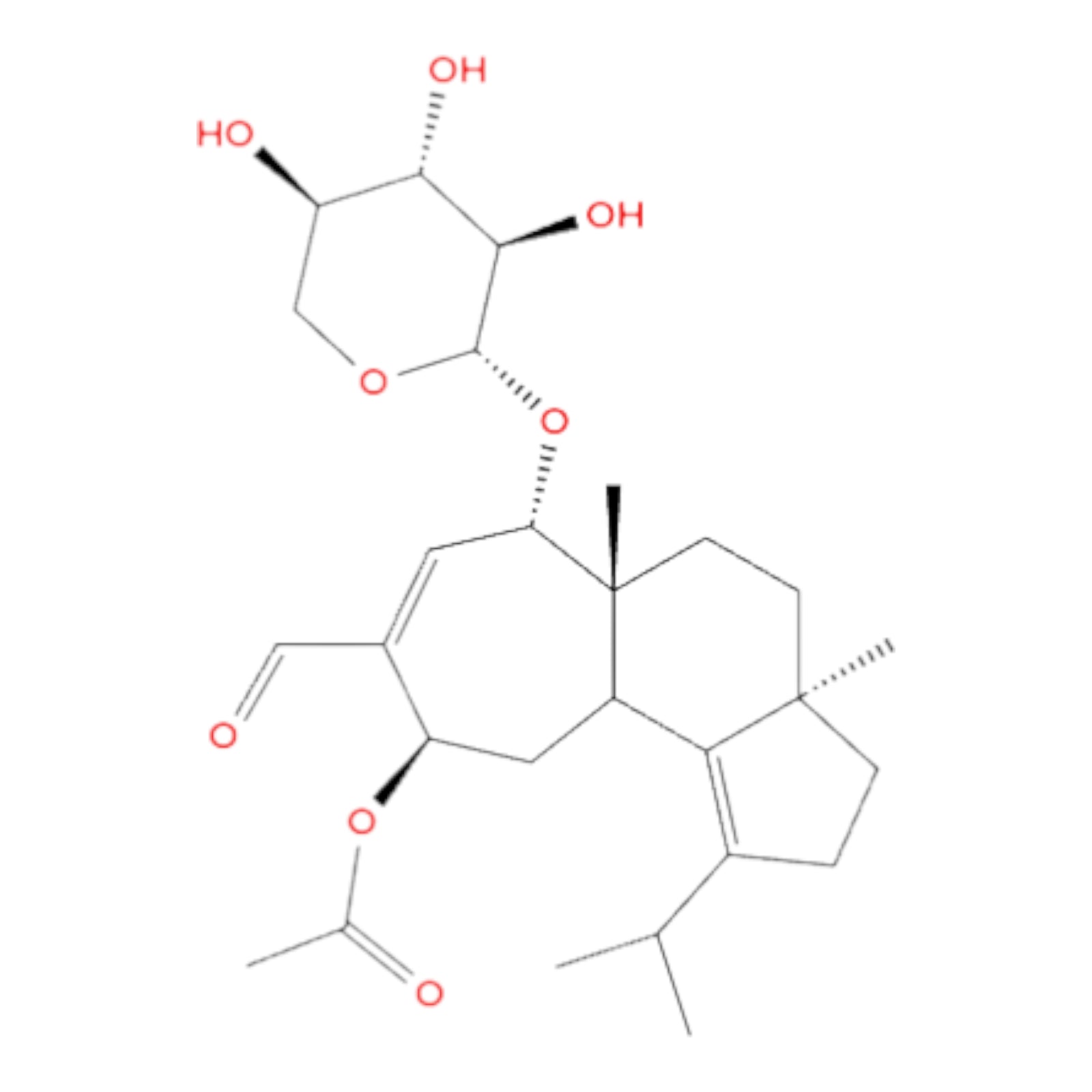 Erinacines chemical structure diagram of a molecule with carbon and oxygen atoms