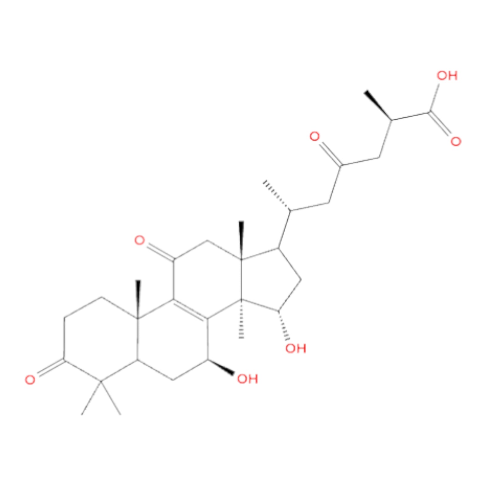 Chemical structure diagram representing Ganoderic acids and Ganoderma triterpenoids on a white background