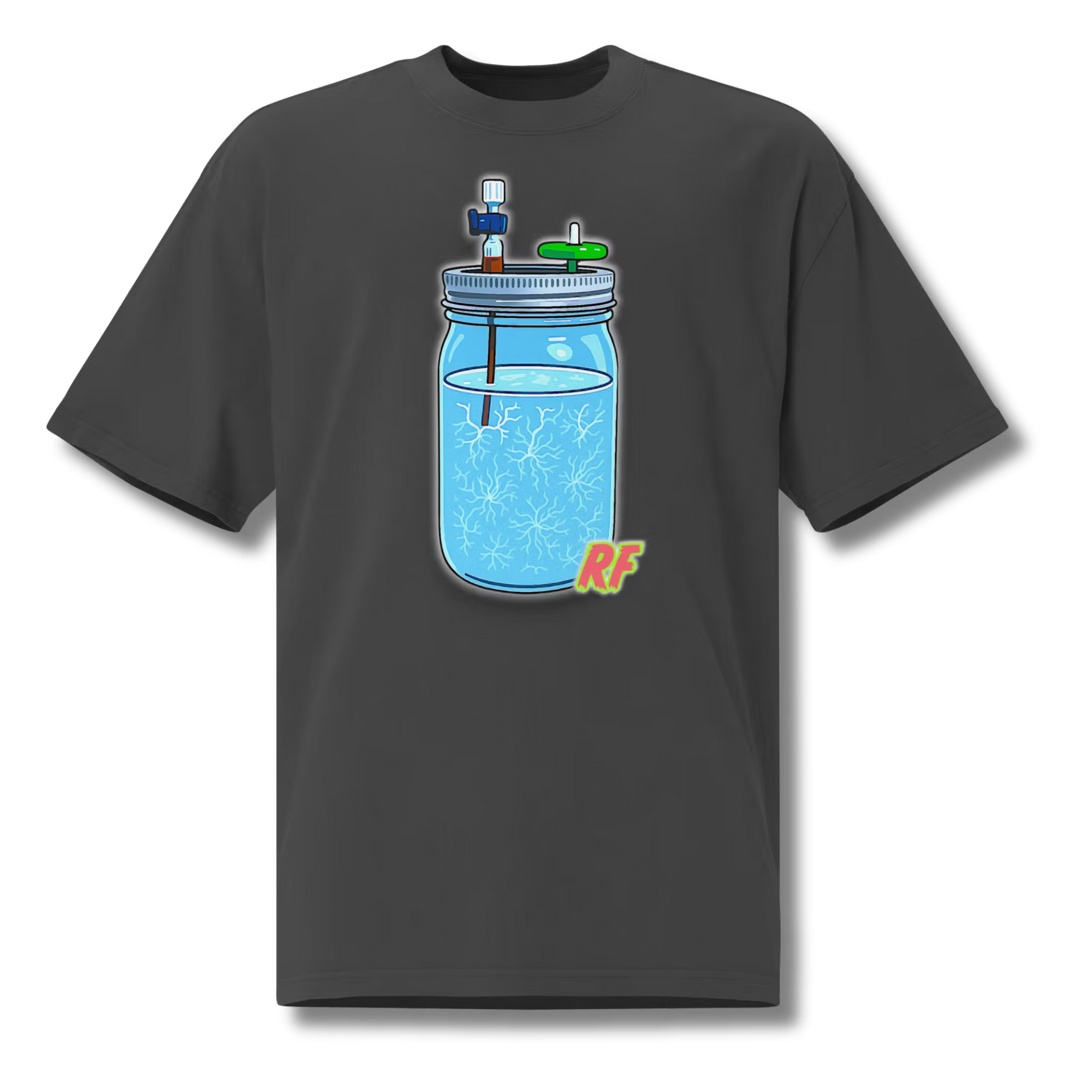 Black Oversized T-Shirt with Liquid Culture Graphic and White Background