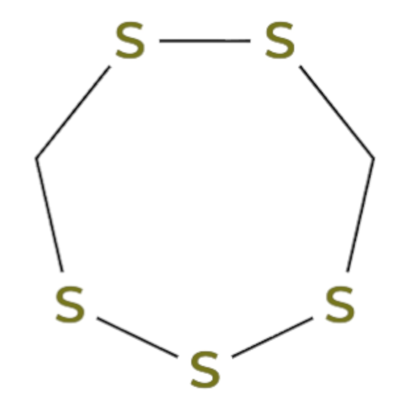 Chemical structure of a cyclic Lenthionine with sulfur atoms on w white background