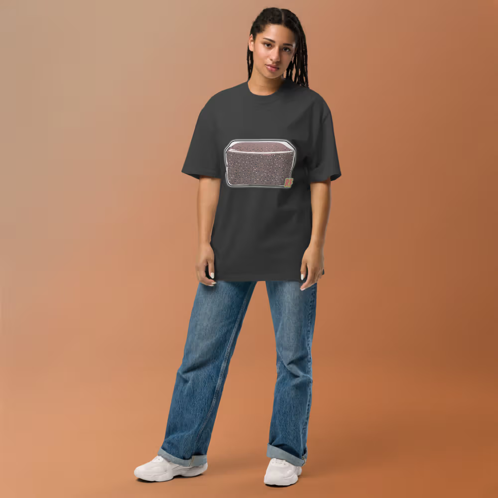 Woman wearing Faded Black CVG Tek Oversized Tee
