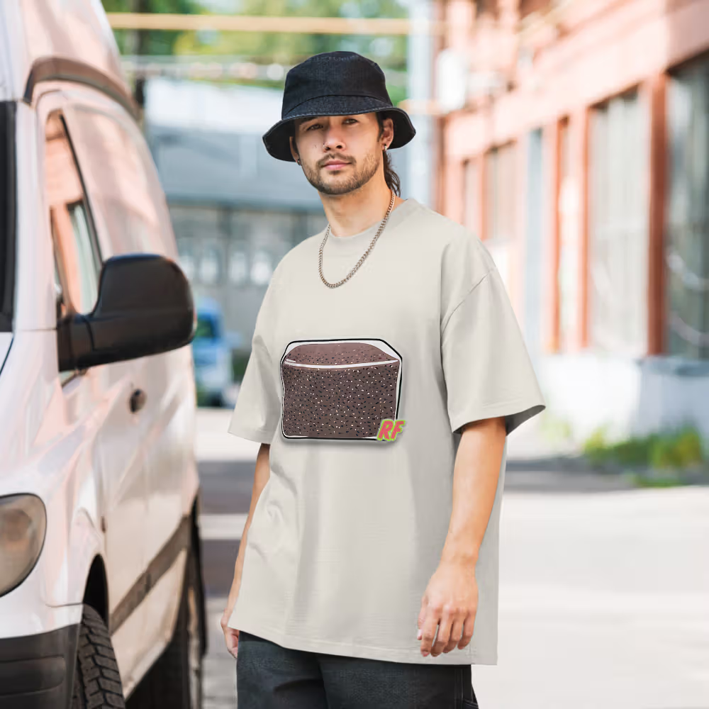 Man wearing Faded Bone CVG Tek Oversized Tee