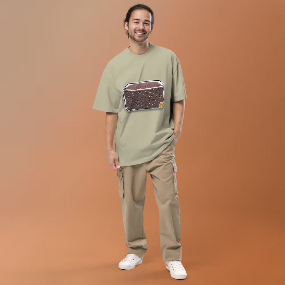 Man wearing Faded Eucalyptus CVG Tek Oversized Tee