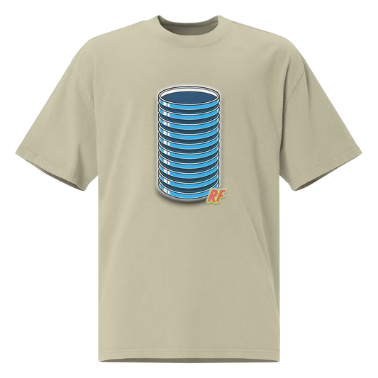 cartoon stack of clean agar plates for mushroom culture printed on oversized faded t-shirt