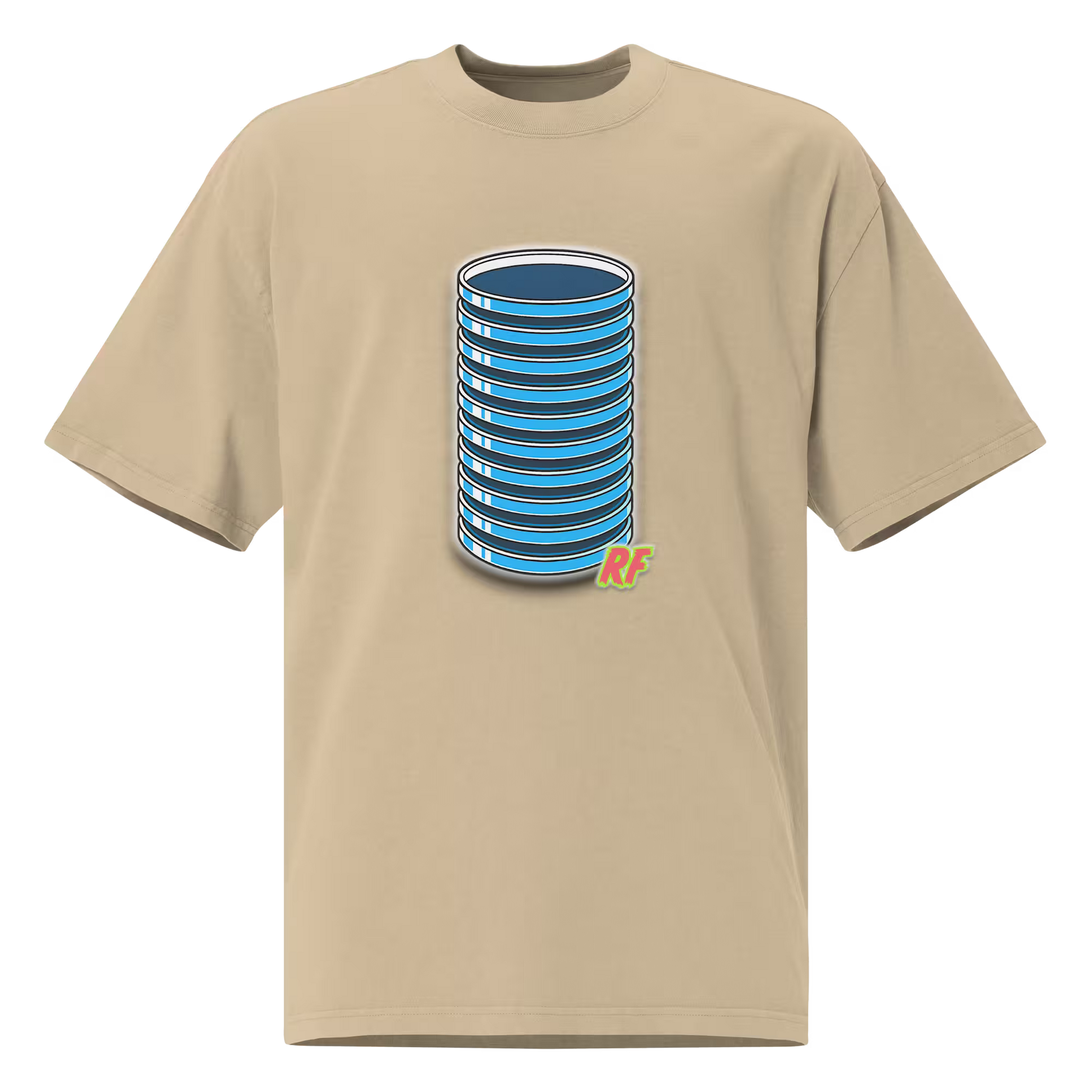 cartoon stack of clean agar plates for mushroom culture printed on oversized faded t-shirt